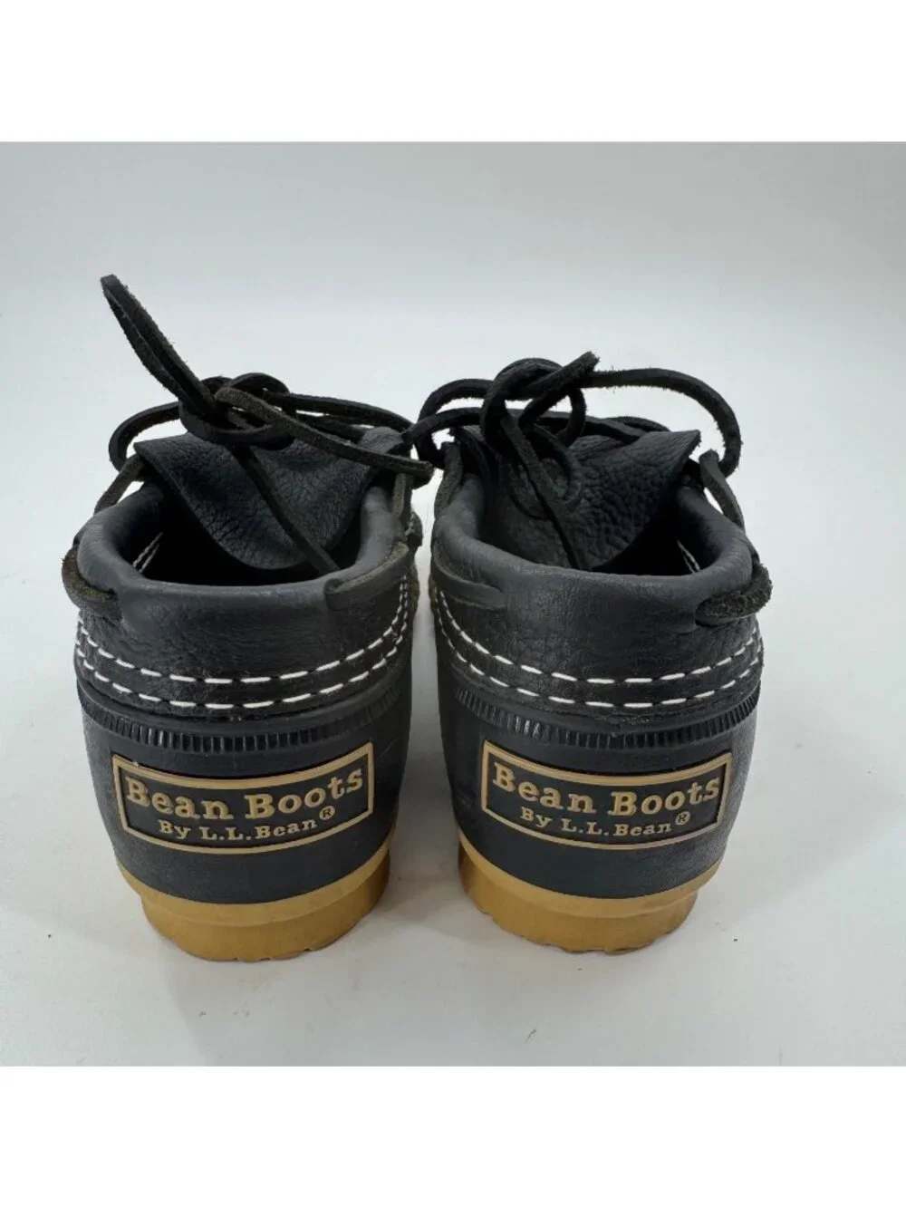 L.L.Bean Rubber Moc Duck Shoes Black Leather Slip On Rain Boots Womens Size 6 Fr